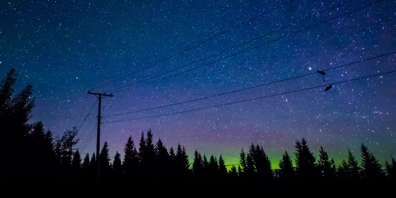 comox valley stargazing - with shoes hanging from power lines