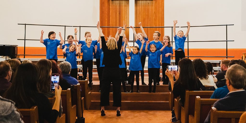 joyful childrens choir at church