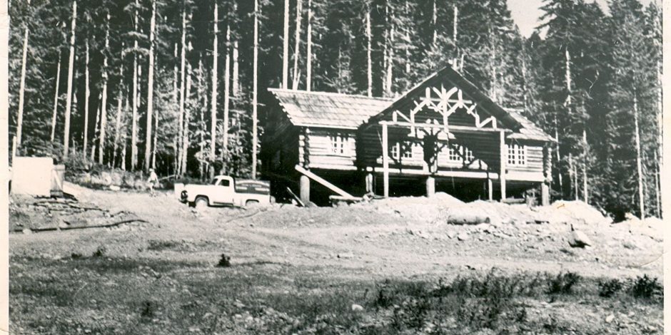 black & white photo of strathcona park lodge and outdoor education centre