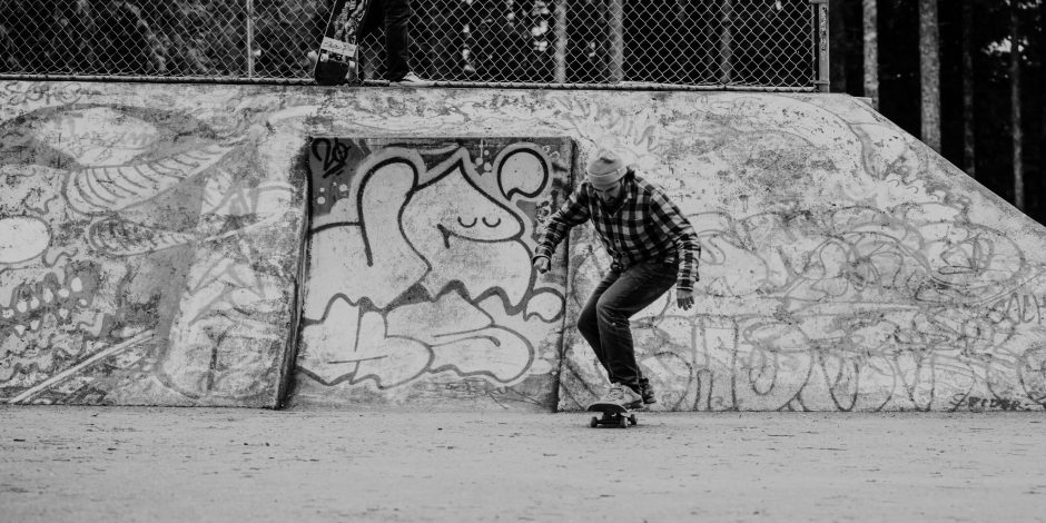 skateboarding in the skate park