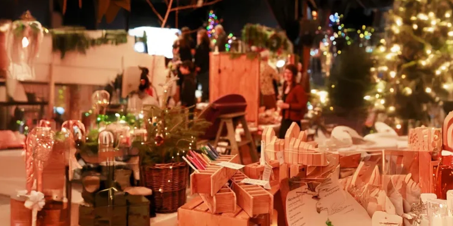soft red light covers the denman island craft fair