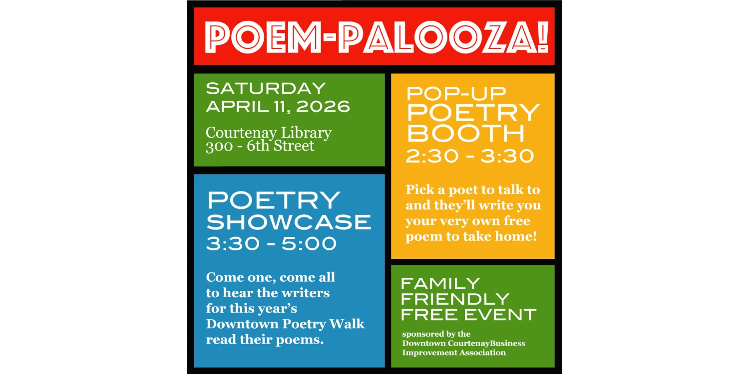 colourful poem palooza poster with event details