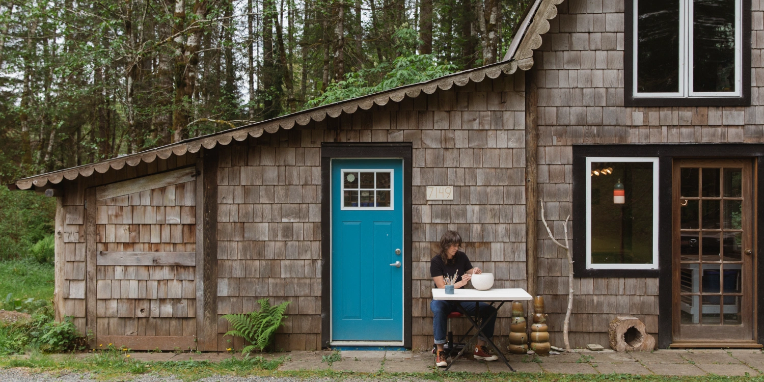 Ramona Gregory outside her studio