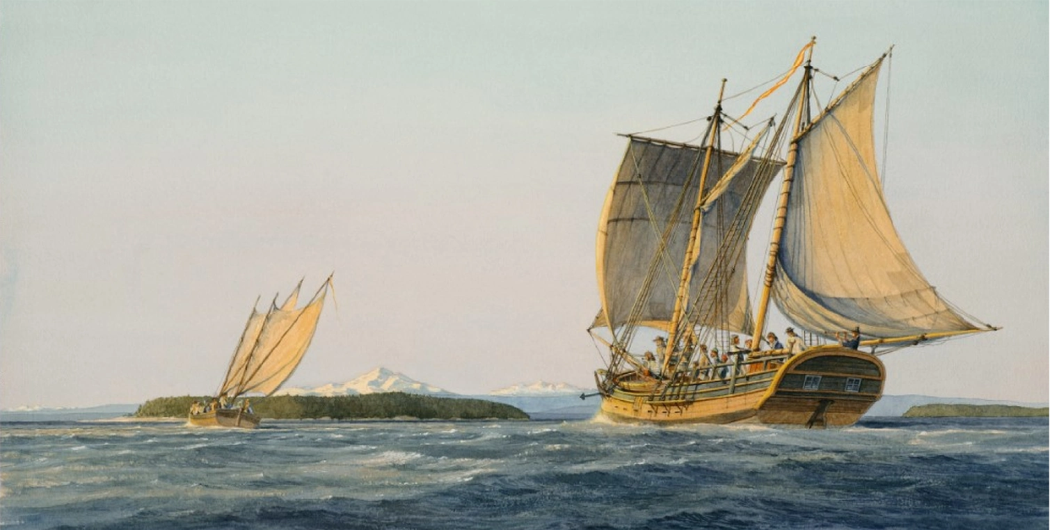 The painting title Santa Saturina in Boundary Pass by Gordon Miller