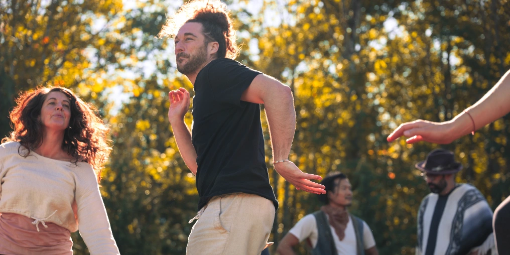 A man moves freely during an ecstatic dance session with Dance Temple Comox Valley
