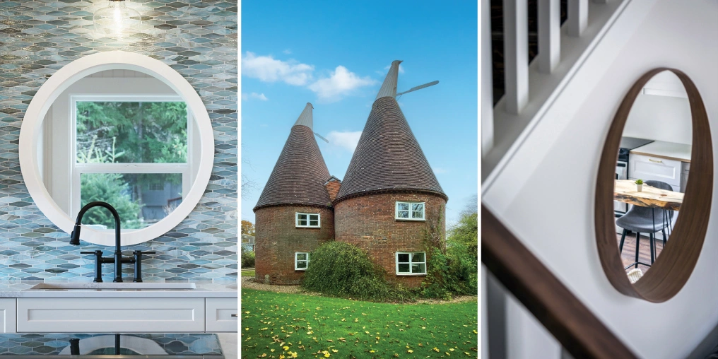 LSP Photo architectural photography — West Coast interior with ocean view, traditional English oast house, and bathroom detail by Luke Phillips