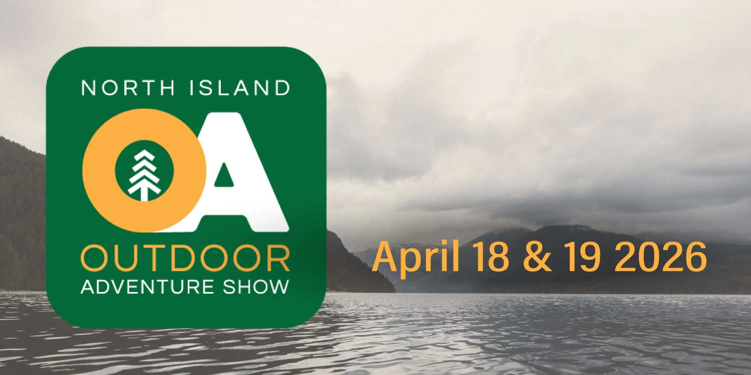 North Island Outdoor Adventure Show north island adventure show logo over an ocean secene