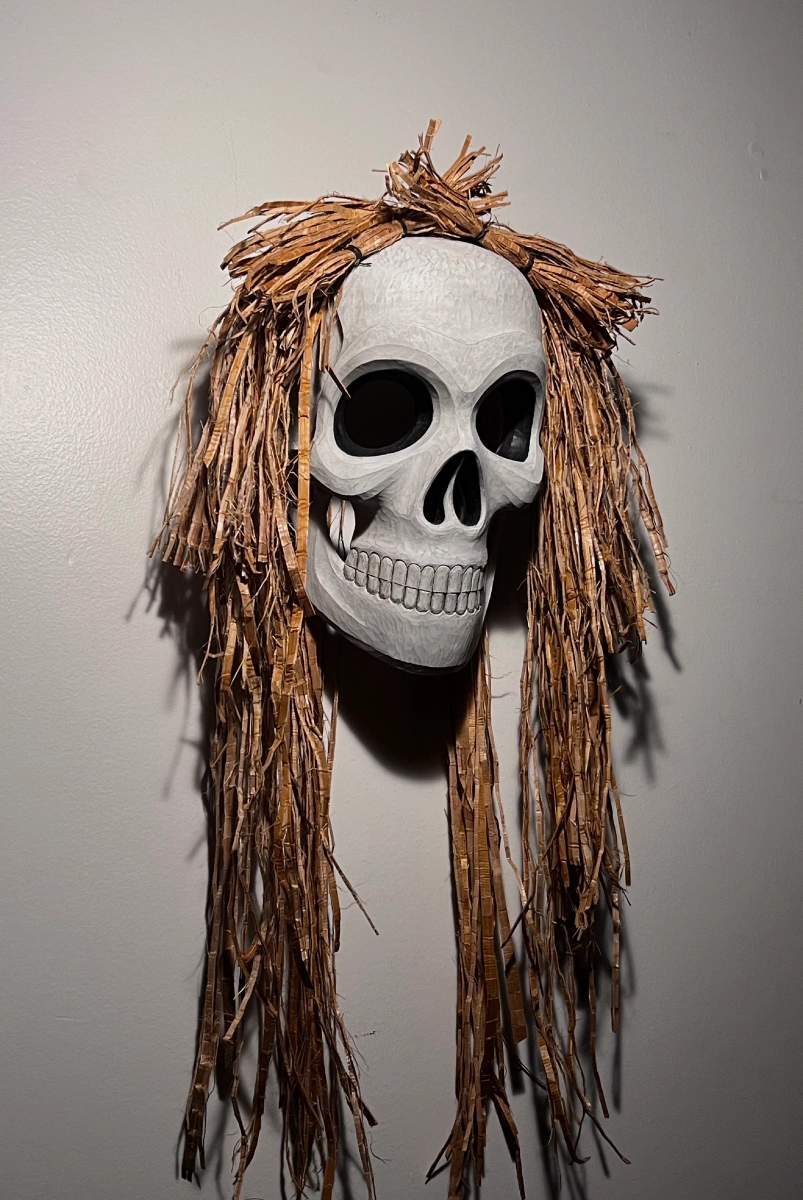 james-kwaksistala-lo'linux̲w- James Kwaksistala's “lo'linux̲w “ Ghost- mask made from Alder wood, Acrylics and Cedar bark