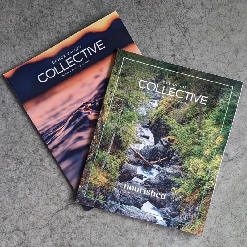 Fall2026Volumes3 display of Oceanside and Comox Valley Collective magazine covers